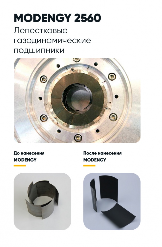 Лепестковые подшипники до и после нанесения антифрикционного покрытия